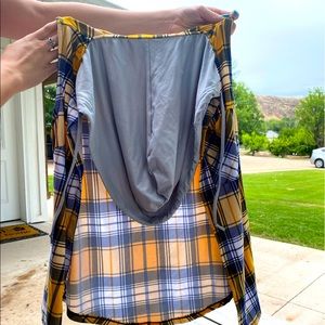 Plaid sleeveless cardigan